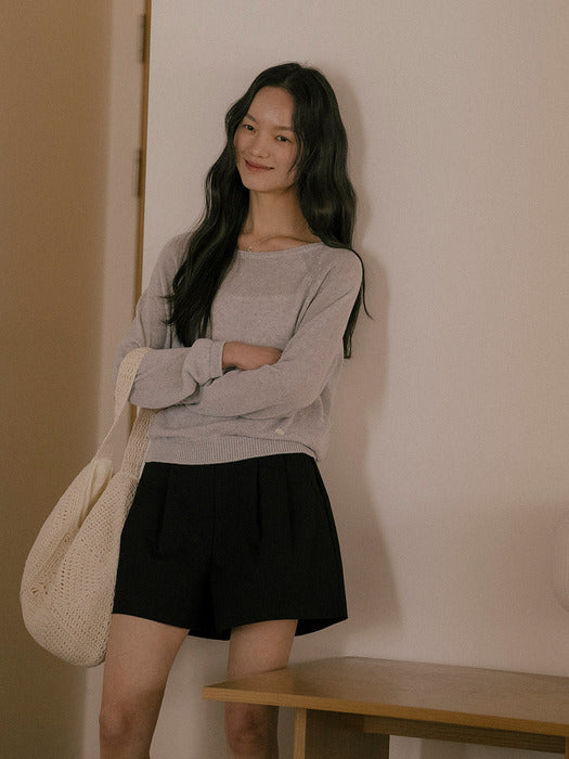 [TILLIDIE] Hazel linen blended knit TISU01SW02_Light gray