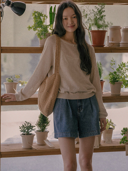 [TILLIDIE] Hazel linen blended knit TISU01SW01_Beige