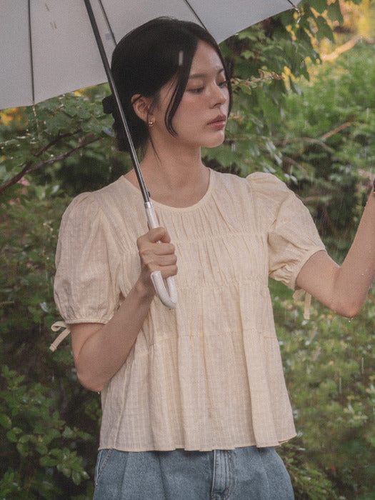 [TILLIDIE] Shirring puff blouse TISU01BL10_Butter