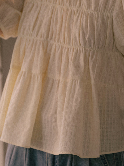 [TILLIDIE] Shirring puff blouse TISU01BL10_Butter