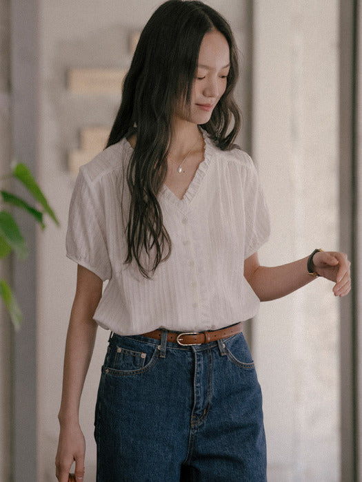 Tillidie Lace frill blouse Ivory