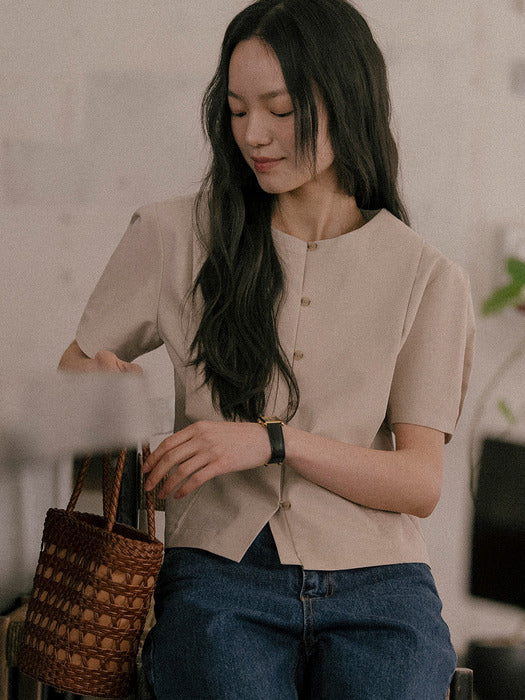Tillidie Button blouse Beige