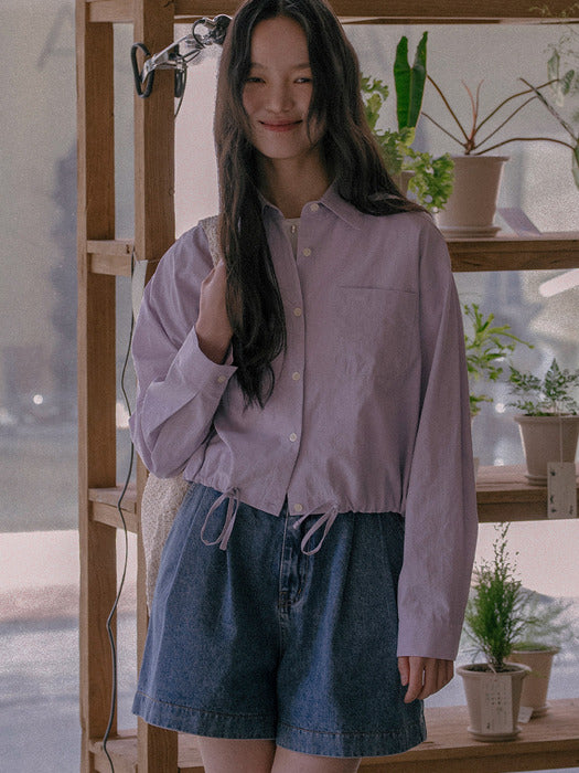 [TILLIDIE] Crop cotton Shirt TISU01SH02_Purple