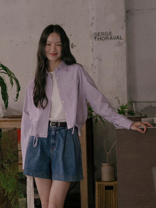[TILLIDIE] Crop cotton Shirt TISU01SH02_Purple