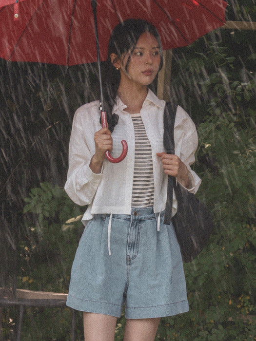 [TILLIDIE] Crop cotton Shirt TISU01SH01_Ivory