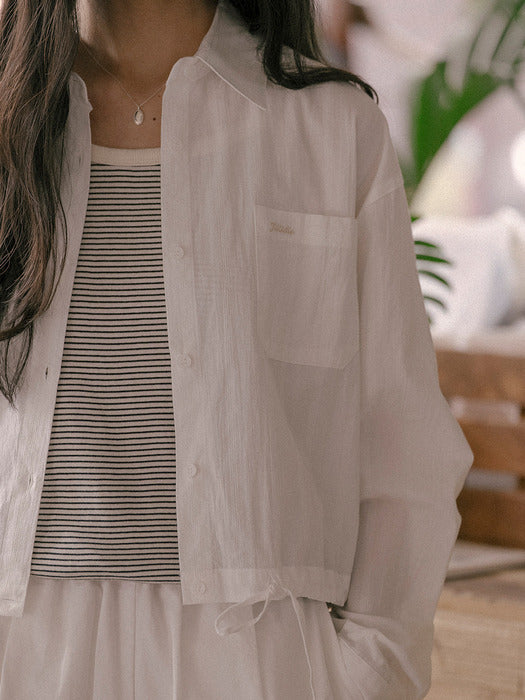 [TILLIDIE] Crop cotton Shirt TISU01SH01_Ivory