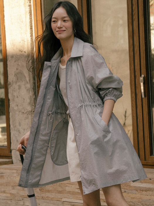 [TILLIDIE] Shirring string nylon coat TISU01CT01_Gray