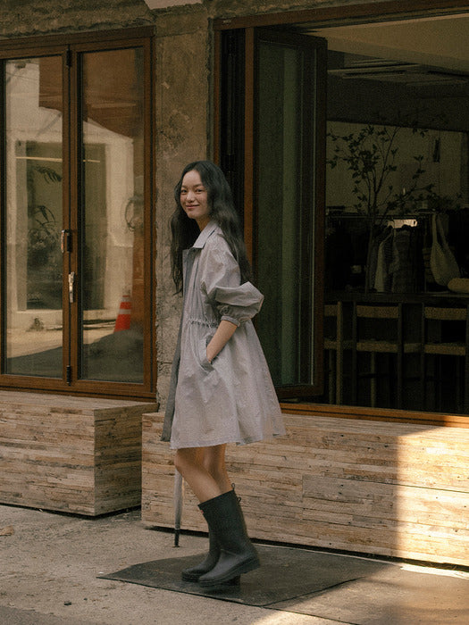 [TILLIDIE] Shirring string nylon coat TISU01CT01_Gray