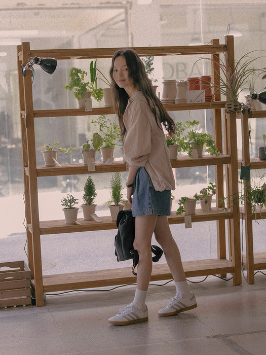 [TILLIDIE] Swish soft color string hood jumper_Beige