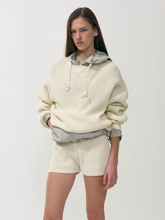 Waffle knit pullover (Ivory)