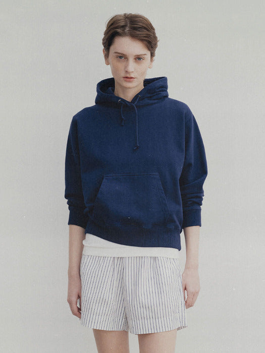 Heritage cotton hoodie (Washed navy)