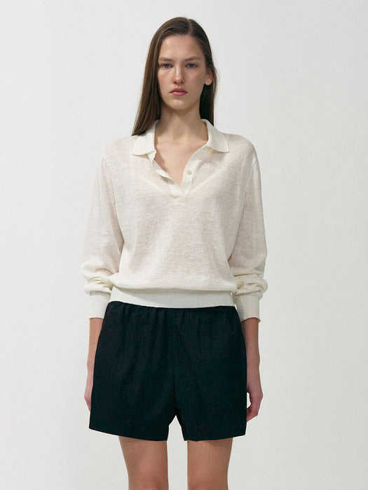 [nothing written] Carrel collar knit (White)