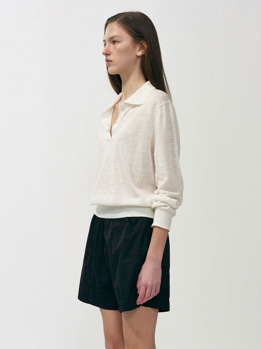 [nothing written] Carrel collar knit (White)