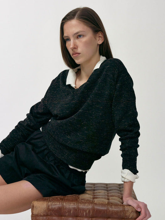 [nothing written] Carrel collar knit (White)
