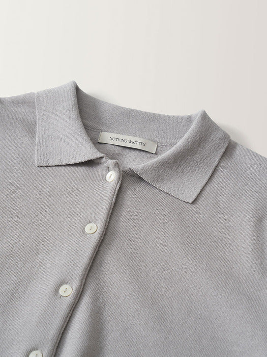 Villa cotton collar cardigan (Gray)