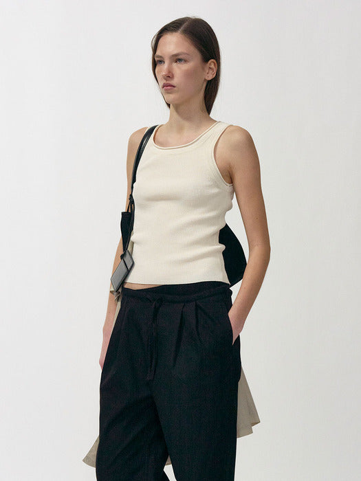 Glen ribbed knit top (Ivory)