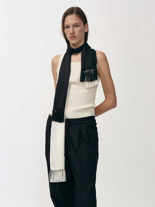 Glen ribbed knit top (Ivory)