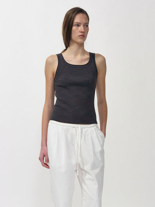 Glen ribbed knit top (Charcoal)