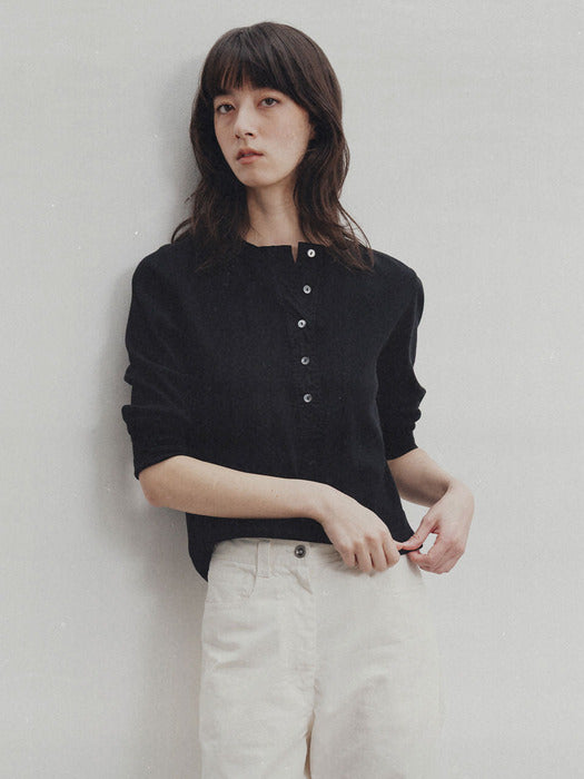 Nothing Written Vintage button t-shirt (Black)