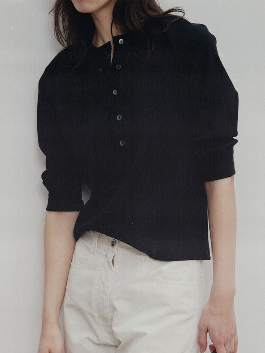Nothing Written Vintage button t-shirt (Black)