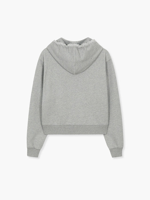 LACE HOOD ZIP-UP_melange grey
