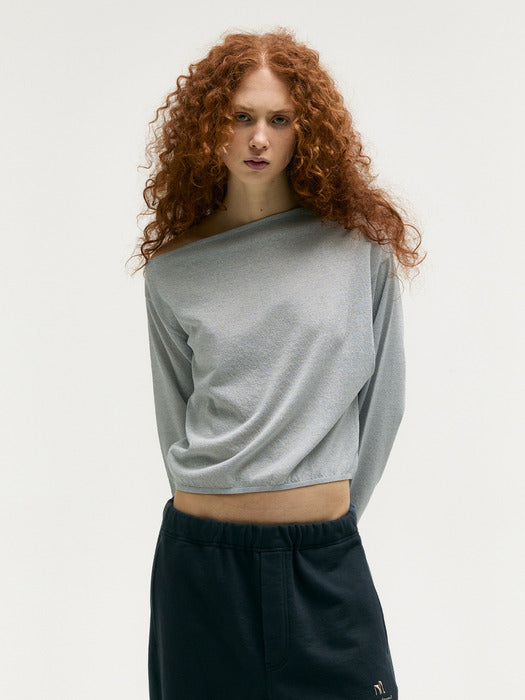 Margesherwood Off Shoulder Knit Top grey