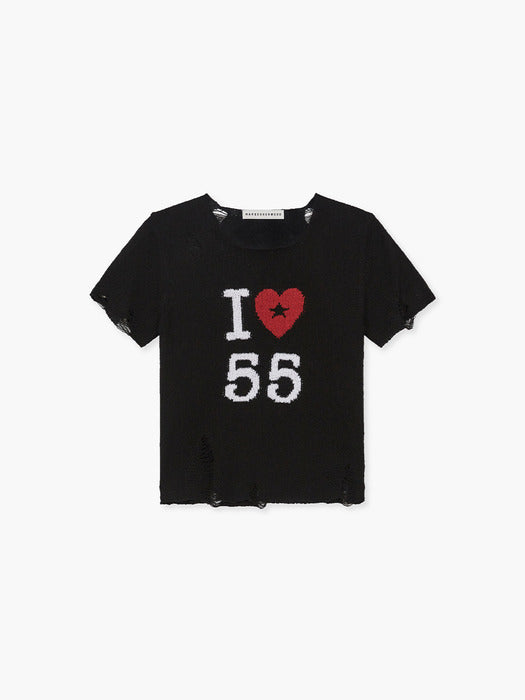HEART BOUCLE KNIT TOP_black