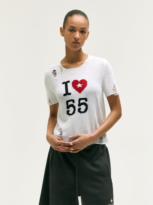 Margesherwood Heart Boucle Knit Top ivory