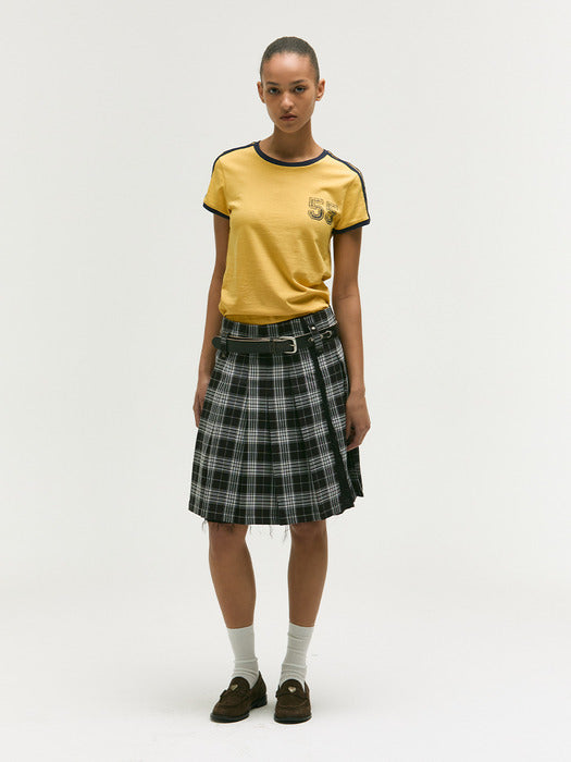 TARTAN CHECK PLEATED SKIRT_black