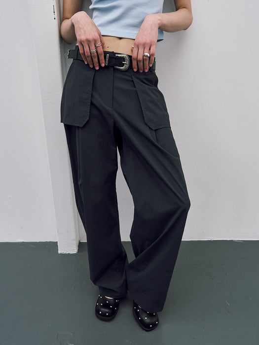 [raive] Lace-up Layered Wide Pants VW5ML472_2color