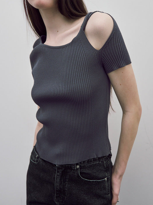 [raive] Unbalanced Off Shoulder Knit VK5MP191_2color