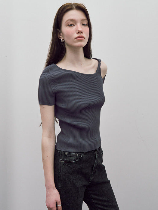 [raive] Unbalanced Off Shoulder Knit VK5MP191_2color