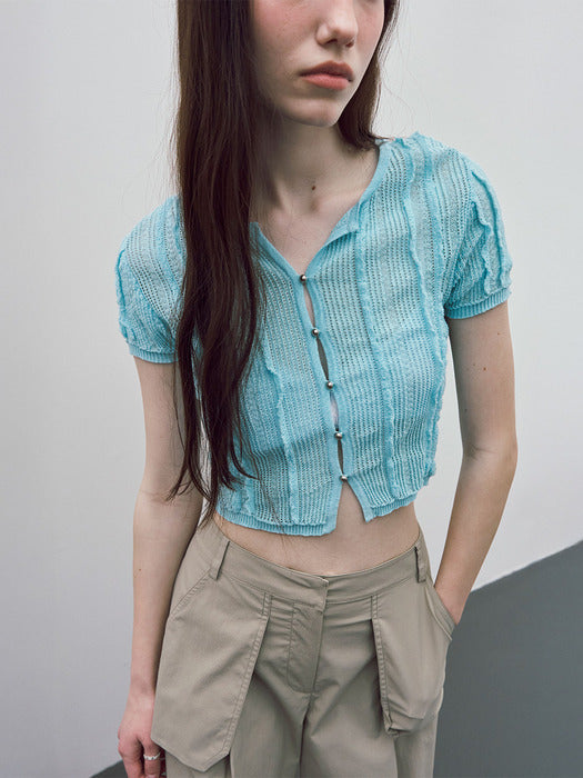 Raive Ruffle Crop Knit Cardigan