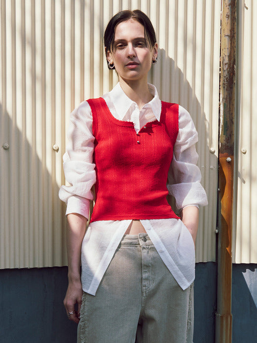 [raive] Creased See-through Shirt VW5MB118_3color