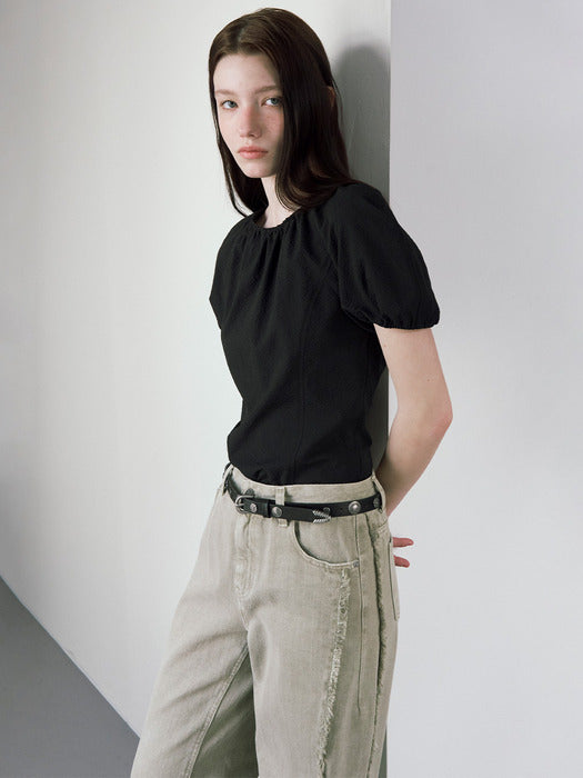 [raive] Crinkle Back Point Blouse VW5MB129_2color
