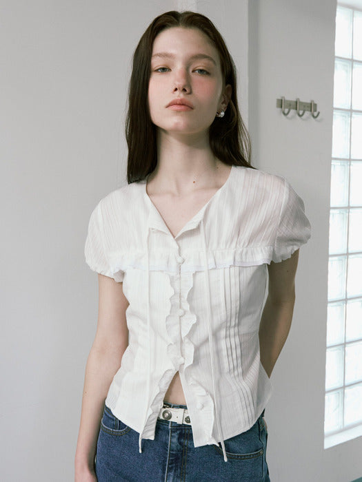 Raive Pintucked Ruffle Blouse