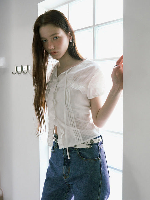 [raive] Pintucked Ruffle Blouse VW5MB128_2color