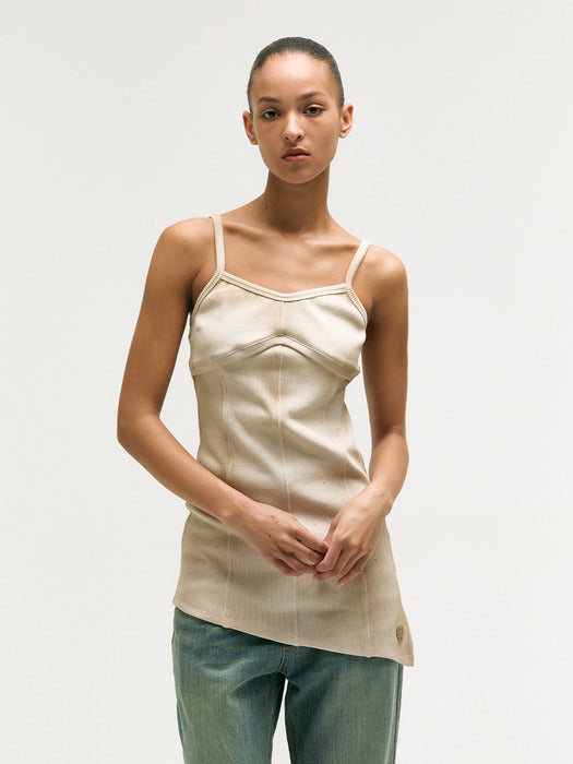 WASHED BUSTIER TOP_beige