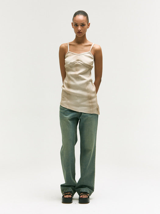WASHED BUSTIER TOP_beige