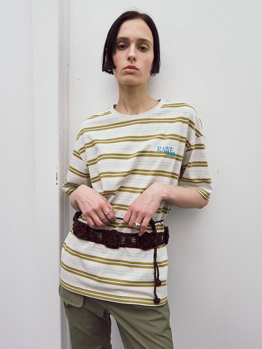 [raive] Stripe Oversized T-shirt VW5ME618_2color