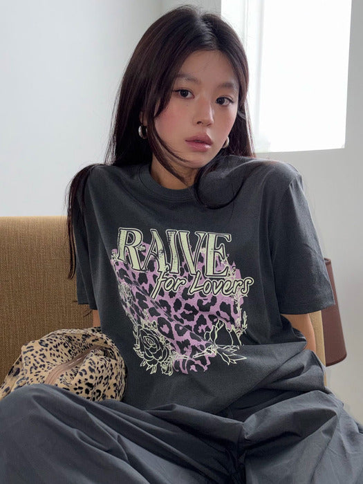 Raive Love Leopard Graphic T-shirt