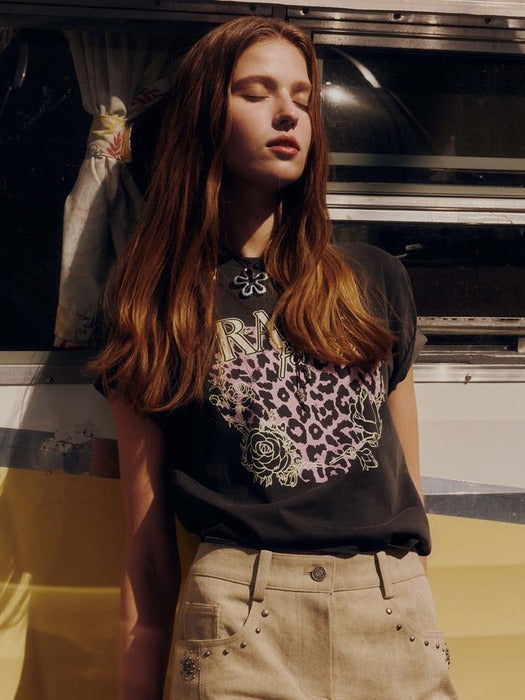 Raive Love Leopard Graphic T-shirt