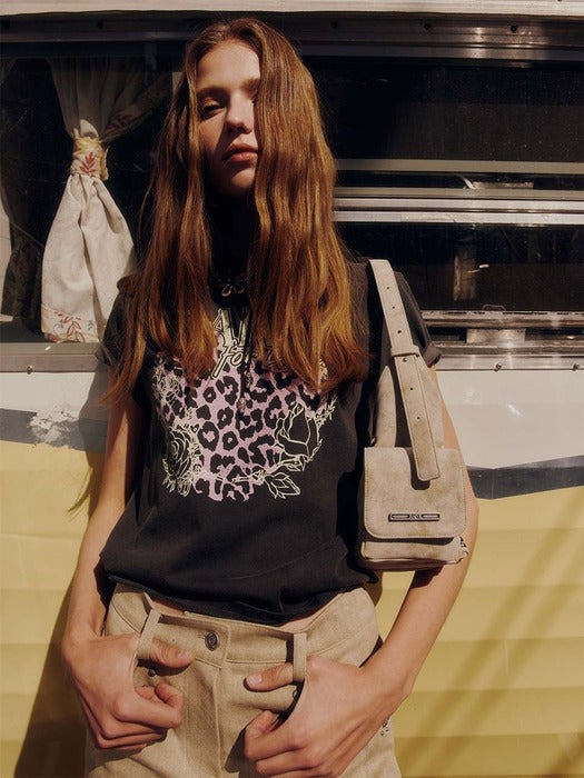 Raive Love Leopard Graphic T-shirt