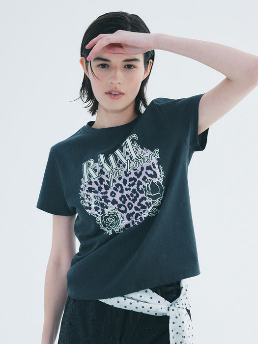 Raive Love Leopard Graphic T-shirt