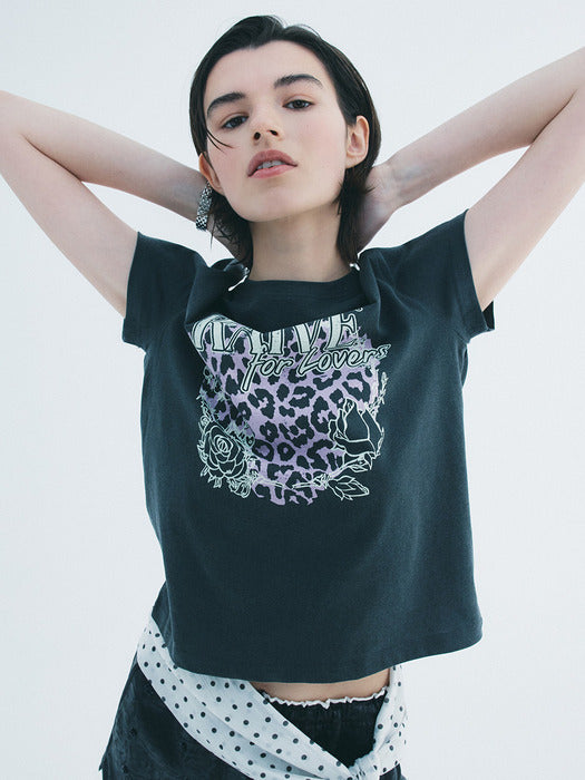 Raive Love Leopard Graphic T-shirt