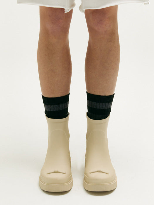 RIBBON RUBBER BOOTS SHORT_ivory