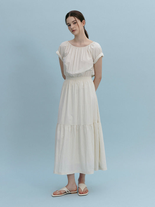 Mango Maniplease Tina Shirring One Piece Cream