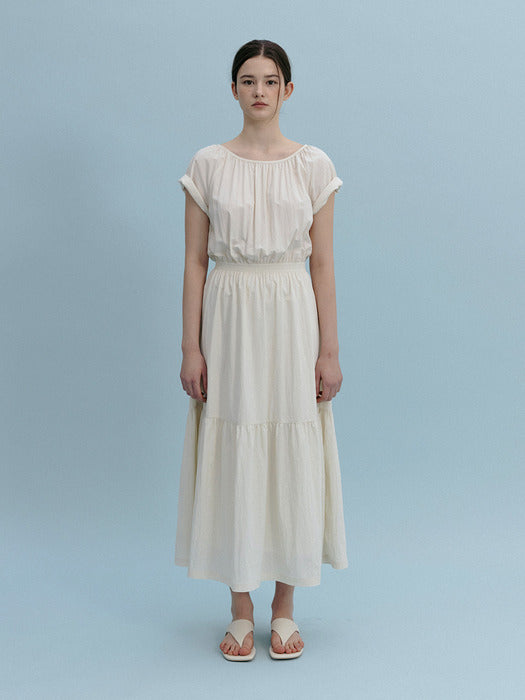 Mango Maniplease Tina Shirring One Piece Cream