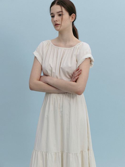 Mango Maniplease Tina Shirring One Piece Cream