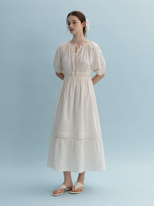 Mango Maniplease Blossom Shirring One Piece Cream